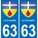 63 La Crouzille escudo de armas de la etiqueta engomada de la placa de pegatinas de la ciudad