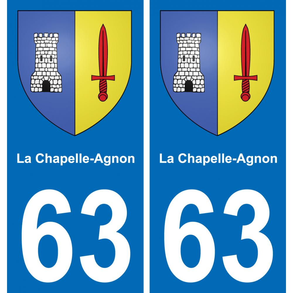 63 La Chapelle-Agnon escudo de armas de la etiqueta engomada de la placa de pegatinas de la ciudad