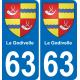 63 La Godivelle blason autocollant plaque stickers ville