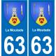 63 La Moutade escudo de armas de la etiqueta engomada de la placa de pegatinas de la ciudad