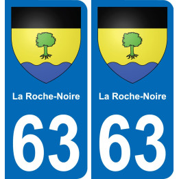 63 La Roche-Noire escudo de armas de la etiqueta engomada de la placa de pegatinas de la ciudad