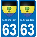 63 La Roche-Noire escudo de armas de la etiqueta engomada de la placa de pegatinas de la ciudad