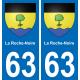 63 La Roche-Noire escudo de armas de la etiqueta engomada de la placa de pegatinas de la ciudad