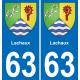 63 Lachaux escudo de armas de la etiqueta engomada de la placa de pegatinas de la ciudad
