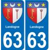63 Landogne stemma adesivo piastra adesivi città