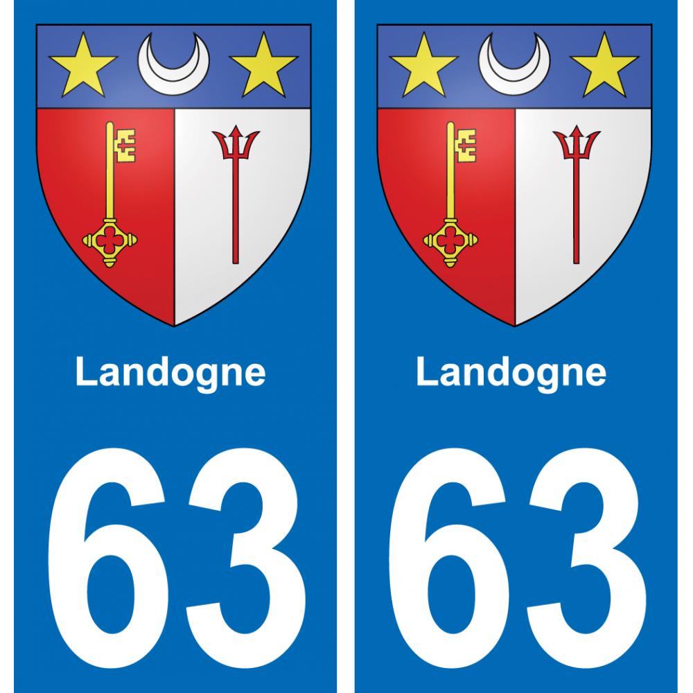 63 Landogne escudo de armas de la etiqueta engomada de la placa de pegatinas de la ciudad