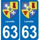 63 Larodde blason autocollant plaque stickers ville