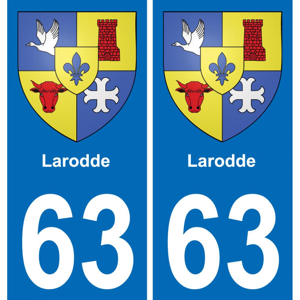63 Larodde escudo de armas de la etiqueta engomada de la placa de pegatinas de la ciudad