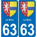 63 Le Broc blason autocollant plaque stickers ville