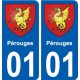 01 Pérouges ville autocollant plaque sticker