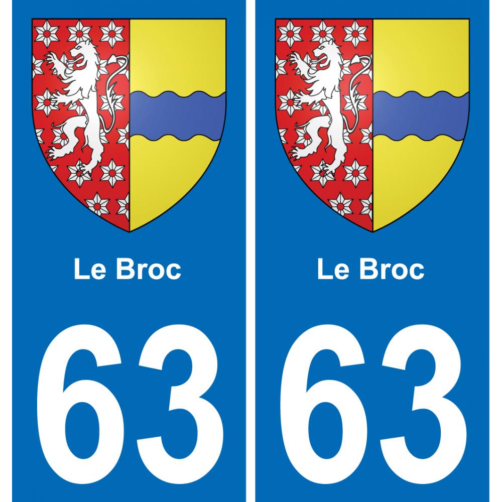 63 Le Broc escudo de armas de la etiqueta engomada de la placa de pegatinas de la ciudad
