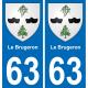 63 Le Brugeron blason autocollant plaque stickers ville