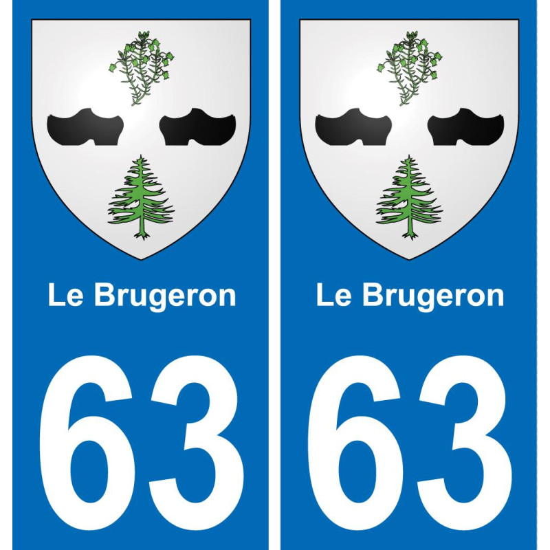 63 Le Brugeron escudo de armas de la etiqueta engomada de la placa de pegatinas de la ciudad