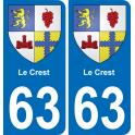 63 Le Crest blason autocollant plaque stickers ville