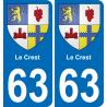 63 Le Crest escudo de armas de la etiqueta engomada de la placa de pegatinas de la ciudad
