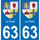 63 Le Crest blason autocollant plaque stickers ville