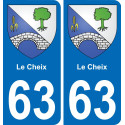 63 Le Cheix stemma adesivo piastra adesivi città