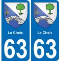 63 Le Cheix blason autocollant plaque stickers ville