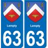 63 Lempty blason autocollant plaque stickers ville