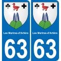 63 Les Martres-d'Artière escudo de armas de la etiqueta engomada de la placa de pegatinas de la ciudad