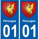 01 Pérouges ville autocollant plaque sticker