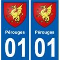 01 Pérouges ville autocollant plaque sticker