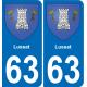 63 Lussat coat of arms sticker plate stickers city
