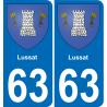 63 Lussat escudo de armas de la etiqueta engomada de la placa de pegatinas de la ciudad
