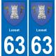 63 Lussat coat of arms sticker plate stickers city