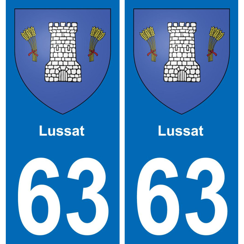 63 Lussat coat of arms sticker plate stickers city