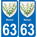 63 Manzat escudo de armas de la etiqueta engomada de la placa de pegatinas de la ciudad