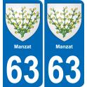 63 Manzat blason autocollant plaque stickers ville