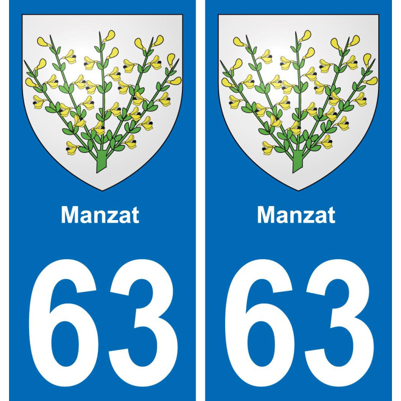 63 Manzat escudo de armas de la etiqueta engomada de la placa de pegatinas de la ciudad