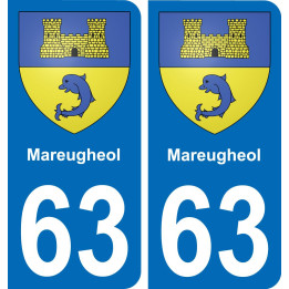 63 Mareugheol escudo de armas de la etiqueta engomada de la placa de pegatinas de la ciudad