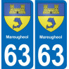63 Mareugheol escudo de armas de la etiqueta engomada de la placa de pegatinas de la ciudad