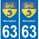 63 Mareugheol coat of arms sticker plate stickers city