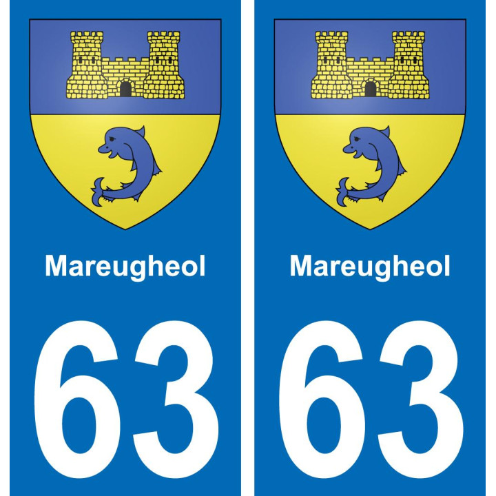 63 Mareugheol escudo de armas de la etiqueta engomada de la placa de pegatinas de la ciudad