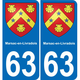 63 Marsac-en-Livradois coat of arms sticker plate stickers city