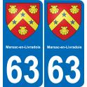 63 Marsac-en-Livradois escudo de armas de la etiqueta engomada de la placa de pegatinas de la ciudad