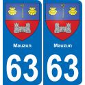 63 Mauzun escudo de armas de la etiqueta engomada de la placa de pegatinas de la ciudad