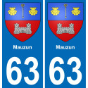 63 Mauzun blason autocollant plaque stickers ville