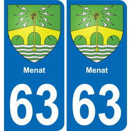 63 Menat escudo de armas de la etiqueta engomada de la placa de pegatinas de la ciudad
