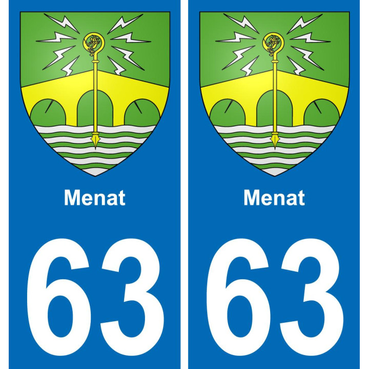 63 Menat escudo de armas de la etiqueta engomada de la placa de pegatinas de la ciudad