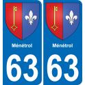 63 Ménétrol blason autocollant plaque stickers ville