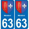 63 Ménétrol coat of arms sticker plate stickers city