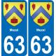63 Mezel blason autocollant plaque stickers ville