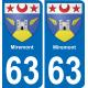 63 Miremont blason autocollant plaque stickers ville