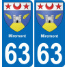 63 Miremont coat of arms sticker plate stickers city