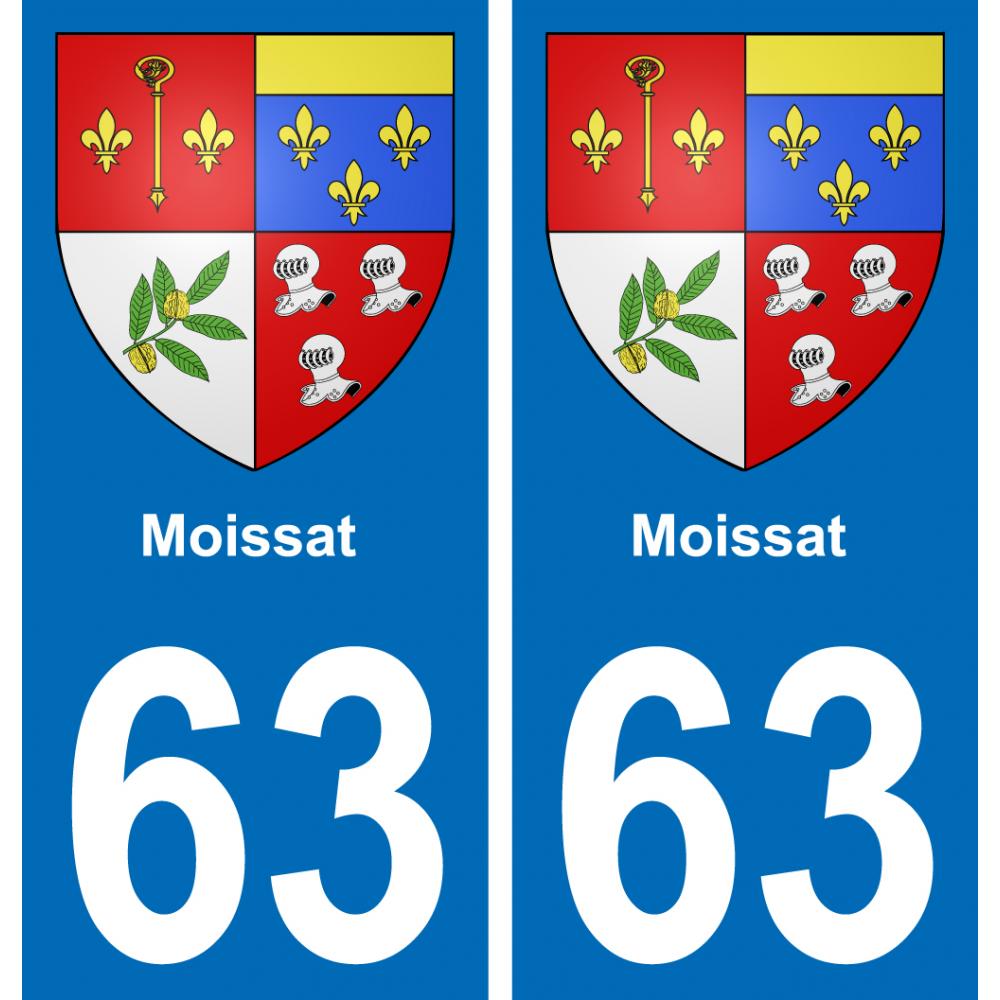 63 Moissat escudo de armas de la etiqueta engomada de la placa de pegatinas de la ciudad