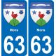 63 Mons blason autocollant plaque stickers ville